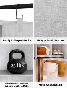 StorageWorks Modern 6-Tier Collapsible Non-Woven Fabric Metal Rod Closet Organizer <b>Shelves</b> for Bag Bedroom Kids Dorm RV Camper - Product Image 4