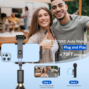 7H Mini micrófono de solapa Lavalier inalámbrico 3 modos Denoised tipo C conector Clip-on micrófono para teléfono móvil micrófono de solapa - Product Image 6