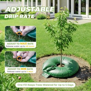 Bolsa de riego para árboles de 20 galones, liberación lenta de 1 a 5 días, sistema de riego por goteo automático para raíces profundas, paquete de 2 anillos de riego - Product Image 5