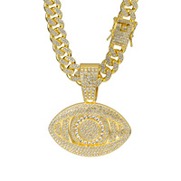 Collier à gros yeux de style américain, très populaire, en alliage, serti de strass, unisexe, plaqué, bijoux hip-hop, street-dance, rap