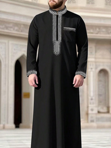 Túnica Tradicional Marroquí Bordada para Hombre, Thobe Musulmán con Bolsillo, Jibba, Abaya, Ropa Masculina, Jalabiya, Ropa para Ramadán, Ubba - Product Image 3