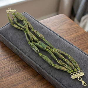 Art Palace Jade <b>Beaded</b> <b>Bracelet</b> Bohemian Style Green Stone Unisex Gift Jewelry - Product Image 2