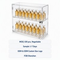 Vitrine de Comptoir Moderne en Acrylique Calic pour 24 Flacons de Parfum, Transparente, Verrouillable, Taille Personnalisée, OEM