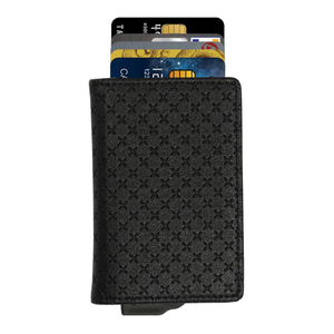 Smart PU Leather Anti-Theft RFID Blocking Nylon Credit Card <b>Holder</b> Aluminum Alloy Metal Card Case Open Closure Unisex Short - Product Image 3