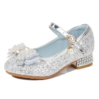 Chaussures à talons hauts pour filles, chaussures de princesse, chaussures de soirée, chaussures brillantes en cristal, chaussures d'été, chaussures à paillettes pour enfants, chaussures à paillettes de papillon