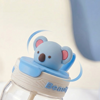 Gobelet en plastique PC transparent imprimé koala, 1200 ml, double bec verseur, écologique, réutilisable, avec bouchon de paille sûr pour les aliments