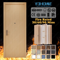 Porte coupe-feu moderne de haute qualité européenne, résistante au feu pendant 60 minutes, certifiée CE, en bois gris pour hôtel 5 étoiles