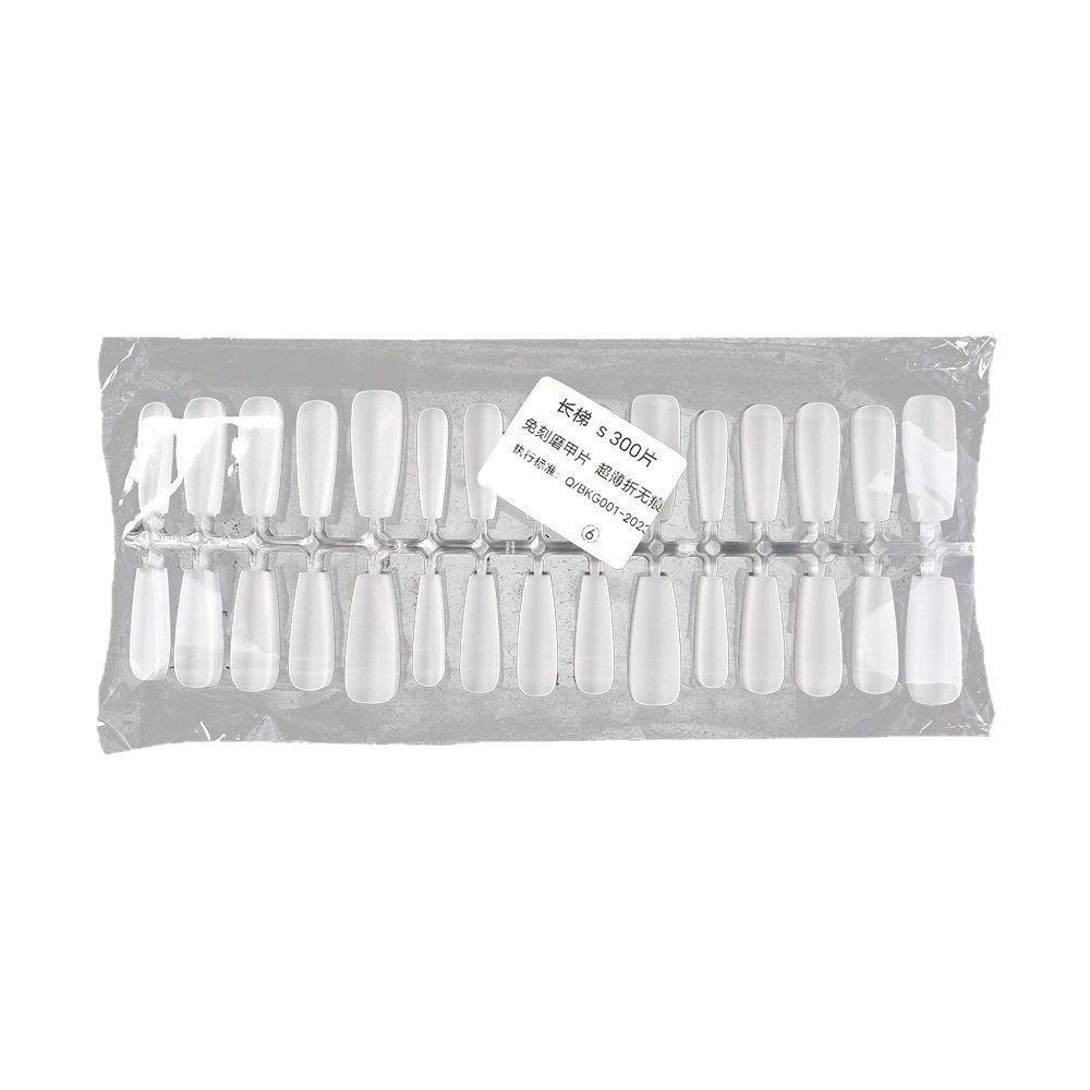 300pcs /bag Matt Clear Press on Nail Tips Full Cover XS/S/M/L Base False Artificial Nails Supplier Bag Transparent Nails