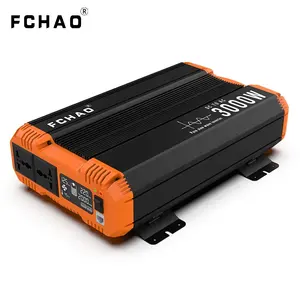 FCHAO Máy Biến Tần Sóng Sin Nguyên Chất Máy Biến Tần Năng Lượng Mặt Trời 3000W Công Suất Cực Đại 6000 W Máy Biến Tần DC Sang AC Cho Xe Hơi Với 2 Ổ Cắm AC Màn Hình LCD