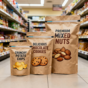 Tùy chỉnh cấp thực phẩm bằng chứng phân hủy sinh học Bánh quy kẹo thịt giật bao bì túi GiấY ĐứNg Túi giấy <span class=keywords><strong>Kraft</strong></span> có lỗ treo - Product Image 2