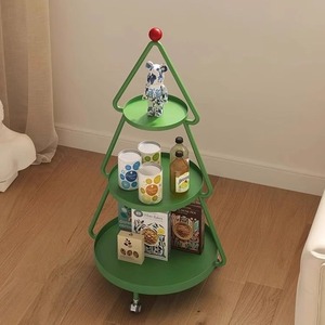 Green Christmas Tree Shaped Three Tier Storage <b>Rack</b> With Wheels For Living Room Bedroom Organization - Product Image 2