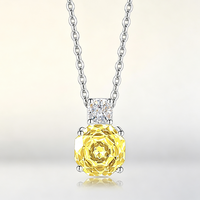 Set Perhiasan Mewah Grosir Berlian Imitasi Kuning Potongan Rose Cut, Kalung Liontin Tembaga, Cincin, Anting Stud untuk Wanita, Perhiasan Berkualitas untuk Pesta Pertunangan