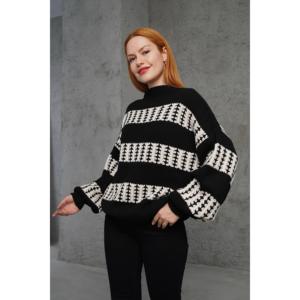 Pull noir pour femme à manches longues, décontracté, hiver, anti-boulochage, tricoté - Product Image 6