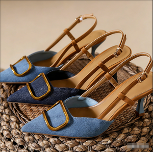 Sandali con plateau a punta e tacco basso, nuovo stile, versatili, di tendenza dall'Europa e dall'America, adatti per l'Africa - Product Image 1