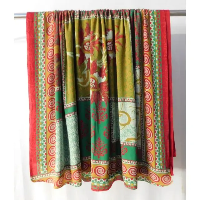 Bohemian Recycled Großhandel Schneiderei Näh material Krepps eide Sari Kimono Loose Fabric 5 Yard Saree