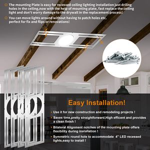 Slim <strong>Light</strong> Kit Triangle <strong>Bracket</strong> 3/6 Inch Round Recessed Square <strong>Ceiling</strong> LED <strong>Light</strong> Plate Galvanized Steel Powder Coated - Product Image 3