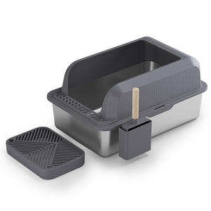 Muebles de baño semicerrados de acero inoxidable para gatos, caja de arena extraíble para gatos, caja de arena para uso al por mayor en la limpieza de arena para gatos - Product Image 6