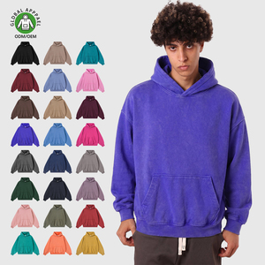 <span class=keywords><strong>Felpa</strong></span> con <span class=keywords><strong>Cappuccio</strong></span> Premium 100% Cotone 380gsm, Stile Vintage Tinto in Cera, Colore Morandi, Effetto Invecchiato, Streetwear - Product Image 1