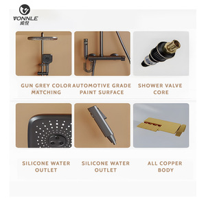 Ensemble <span class=keywords><strong>de</strong></span> <span class=keywords><strong>douche</strong></span> à robinet <span class=keywords><strong>d</strong></span>'<span class=keywords><strong>eau</strong></span> chaude et froide à 360 degrés en acier inoxydable à poignée unique avec valve en céramique à motif <span class=keywords><strong>de</strong></span> pause douce pour massage par <span class=keywords><strong>jet</strong></span> - Product Image 6