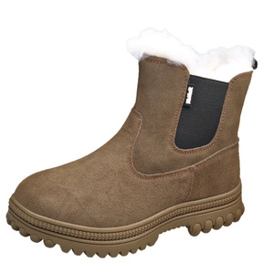 Men's Winter <b>Slip</b>-<b>On</b> Leather Snow <b>Boots</b> Thickened Warm Anti-<b>Slip</b> Outdoor Shoes Low Heel For Northeast China - Product Image 1