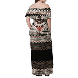 Fiji, vestidos largos con hombros descubiertos, Fijian <span class=keywords><strong>Masi</strong></span> Tapa, patrón cómodo, vestido <span class=keywords><strong>Sexy</strong></span>, envío directo, falda de noche con volantes para banquete, MOQ bajo - Product Image 4