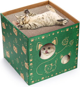 Paquete de 2 Casas de Cartón para Gatos, Casa de Juegos para Gatos con 2 Rascadores, Cueva de Cartón Corrugado para Gatitos, Lindas Cajas de Condominio para Gatos - Product Image 2