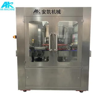 AK MACHINE AK-HMR8 Automatic OPP BOPP Label Film Applicator Wrap Around Type Hot Melt Glue Sticker Labeling Machine for Bottles