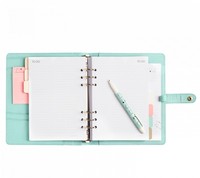Agenda quotidien en cuir PU rose 6 anneaux, 3 fentes pour cartes classeur personnalisé carnet de notes personnalisé vente en gros