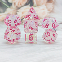 Ensemble de dés numériques transparents en résine bleue à bords coupés, 7 pièces, dés polyédriques, jeu de société RPG pour explorateurs