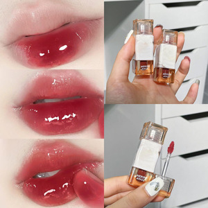 HERORANGE Dew Mirror Lip Glaze ไม่ติดแก้ว ติดทนนาน สีนมกาแฟไทย ฉ่ำวาวดุจคริสตัล เจลลี่สีแดง ลิปกลอสสำหรับสาวๆ - Product Image 6