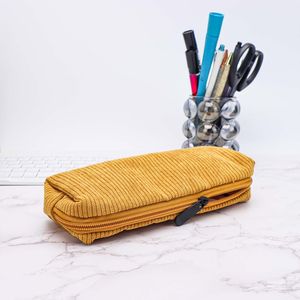 กระเป๋าใส่ดินสอผ้าลูกฟูก ที่ใส่ปากกา กระเป๋าเก็บเครื่องเขียนแบบนุ่ม พร้อมซิปสีดำ สำหรับอุปกรณ์สำนักงานและอุปกรณ์ตั้งโต๊ะ - Product Image 3