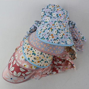 Chapeau de soleil à large bord pour femmes, imprimé floral, protection UV, couvre-cou, pour la cueillette du thé, le cyclisme - Product Image 2