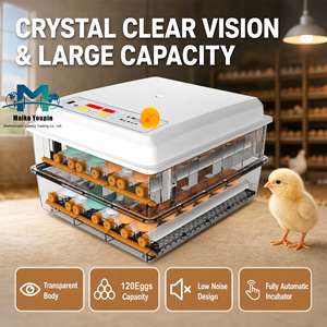 Incubateur automatique intelligent pour volailles <span class=keywords><strong>de</strong></span> 120 œufs, double alimentation, circulation d'air à 360°, contrôle numérique, lumière intégrée, plastique ABS, OEM - Product Image 3