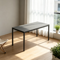 Table de salle à manger d'extérieur en plastique et bois, avec structure en aluminium, idéale pour pique-nique, jardin et patio – Offre spéciale