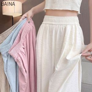 Pantalon large décontracté en satin de soie blanc haut de gamme pour femme, idéal pour l'été - Product Image 1