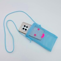 Sac bandoulière pour téléphone en maille respirante, motif visage souriant, mini sac à bandoulière décontracté avec longue sangle, petit sac à bandoulière portable