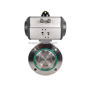 DN10-300 пищевая санитарная нержавеющая сталь 304 316; Резьбовой пневматический вакуумный клапан-бабочка KF - Product Image 2