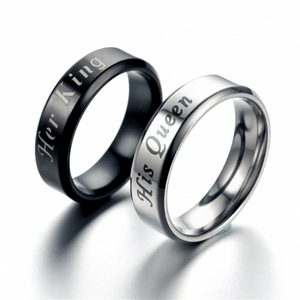 Hot Selling Trendy No Fading Wholesale Fashion <strong>King</strong> <strong>Queen</strong> Titanium Steel Couple <strong>Matching</strong> <strong>Rings</strong> for Lovers - Product Image 5