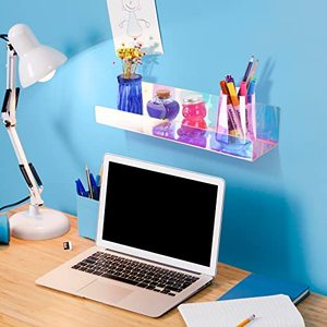 2 étagères murales flottantes en acrylique transparent irisé, étagères murales invisibles épaisses, étagères à livres pour enfants - Product Image 2