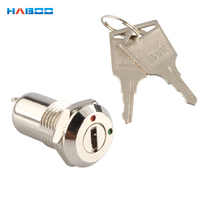 HABOO Interrupteur à clé pour porte à enroulement à haute sécurité, 12 mm, 2 positions, HB0111, petit, marche/arrêt