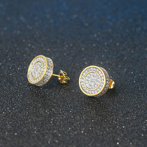 <span class=keywords><strong>Pendientes</strong></span> de Hip Hop con Incrustaciones de Circonitas Brillantes, <span class=keywords><strong>Pendientes</strong></span> Redondos de 12 mm con Pavé de Diamantes de Circonita para <span class=keywords><strong>Hombre</strong></span> - Product Image 4