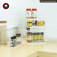 Petit panier de rangement empilable en fil métallique, étagère à épices, rangement de garde-manger pour comptoir de cuisine, armoire de salle de bain