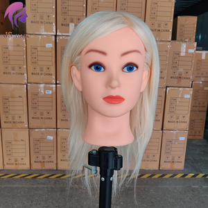 Équipements de Salon Mannequin en Cheveux Naturels Tête de Formation de <span class=keywords><strong>Coiffeur</strong></span>, Têtes de Mannequin d'Entraînement de Coiffure Blanc de Salon à Vendre - Product Image 2