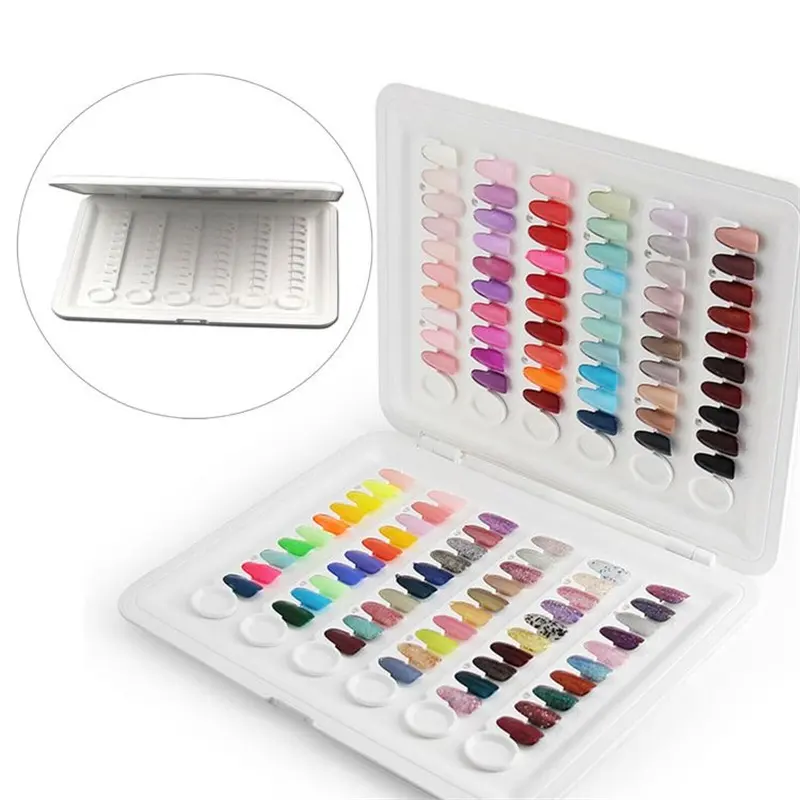 Resina Menghe acrílico unha exibir livro 66 88 120 cores nail art design display board seu logotipo prego exibir livro