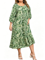 Robes de printemps amples pour femmes, grandes tailles, imprimées multicolores, col rond, manches 3/4, pour les loisirs et les vacances, vente en gros