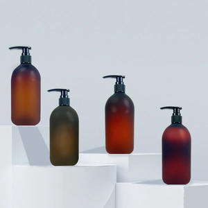 ขวดพลาสติกสีอำพัน500มล. ผิวฝ้าสำหรับสัตว์เลี้ยงพร้อมปั๊มโลชั่นโลชั่นโลชั่นบำรุงผิว - Product Image 1