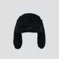 Bonnet d'hiver Y2K pour femme, motif lapin mignon et amusant, chaud, en fourrure pelucheuse, couleur bonbon, 100% acrylique, pour l'extérieur