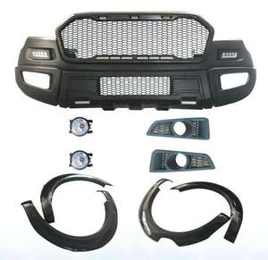 Ensemble complet de voiture noir pour <span class=keywords><strong>Ford</strong></span> <span class=keywords><strong>ranger</strong></span> T7 kit de carrosserie avant 2016 calandre de pare-chocs passages de roues mise à niveau vers <span class=keywords><strong>raptor</strong></span> pour accessoires 4x4 - Product Image 1