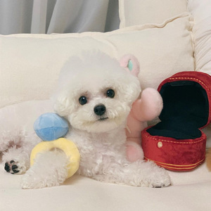 Disesuaikan Set cincin berlian mewah mainan berderit anjing lucu mewah tersembunyi dan mencari makanan mengendus anak anjing mainan kunyah - Product Image 4