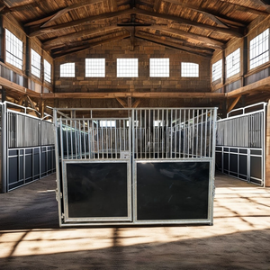 Nouveaux panneaux d'écurie en acier galvanisé <span class=keywords><strong>de</strong></span> 3,6 m et 4 m pour bétail, chevaux, avec grille frontale, capacité pour 2 chevaux, pour fermes d'élevage privées - Product Image 4